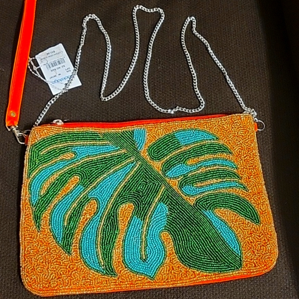 Natasha Women's Green, Orange Bag/Wristlet